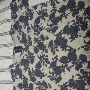 Light green knitted tee with black floral print